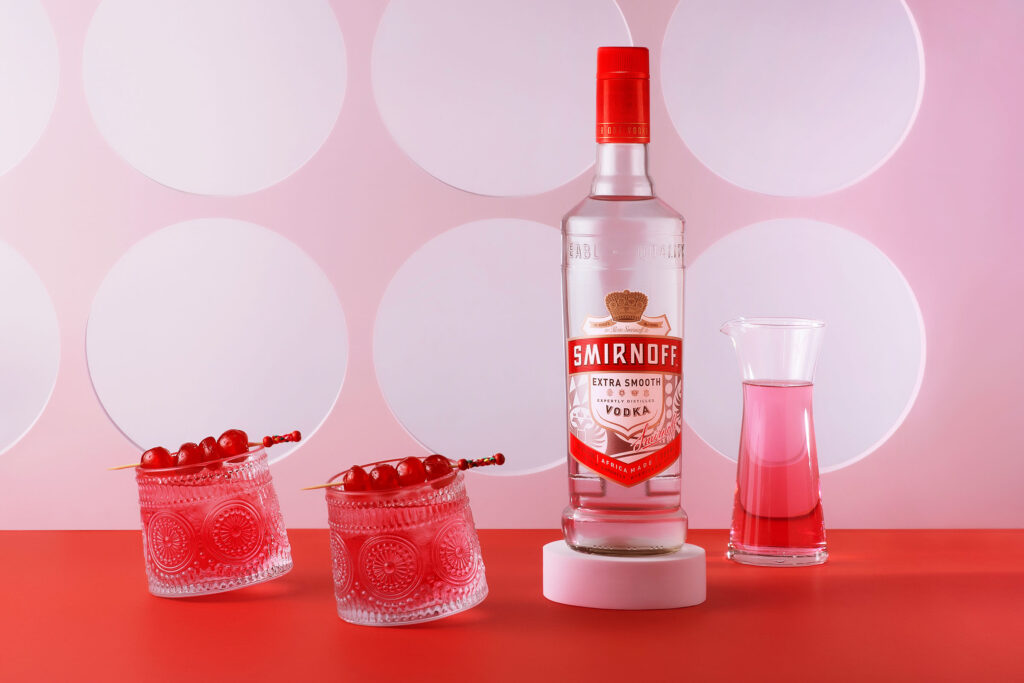 Smirnoff extra smooth shot with cocktails