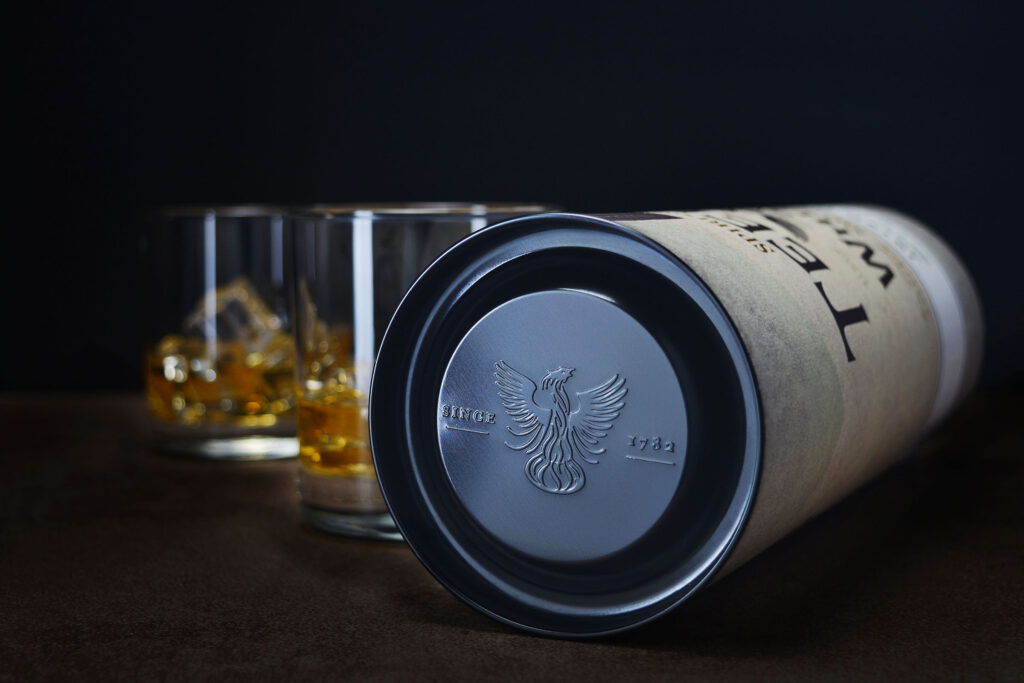 Teeling whiskey in glasses and the packaging