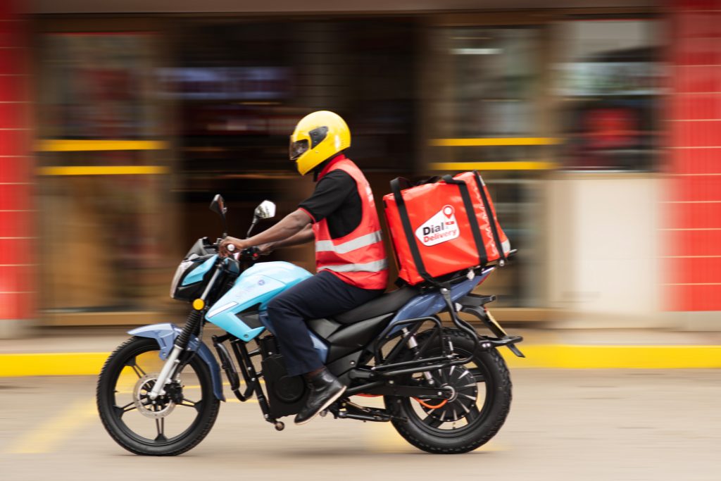 Dial A Delivery electric bike product photography with motion blur